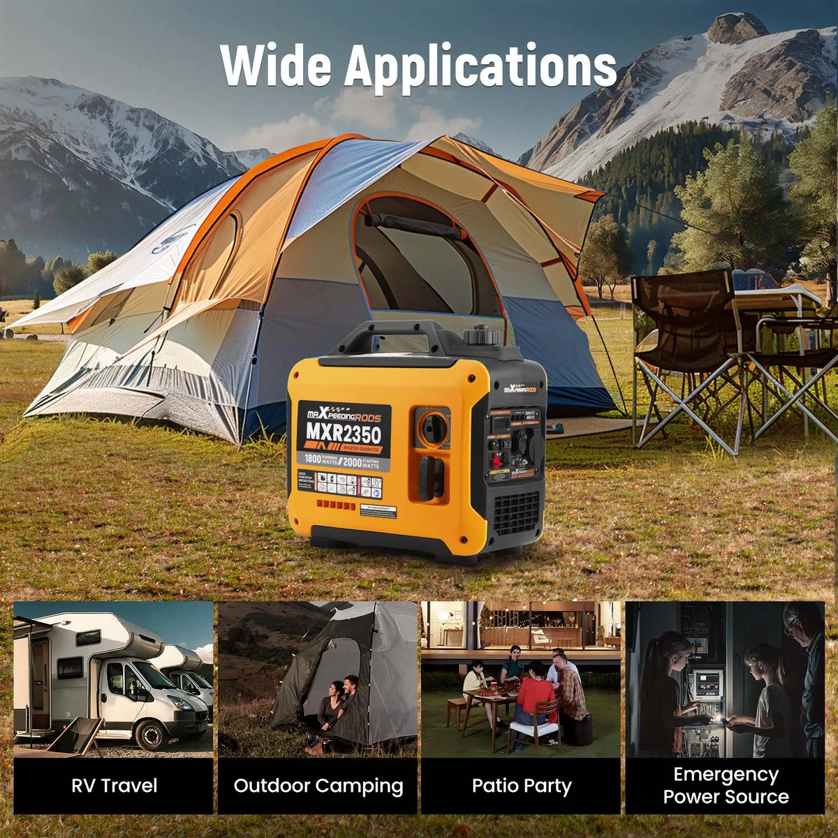 4-Stroke Portable Inverter Generator 2kW 230V with USB Port for Camping for RV