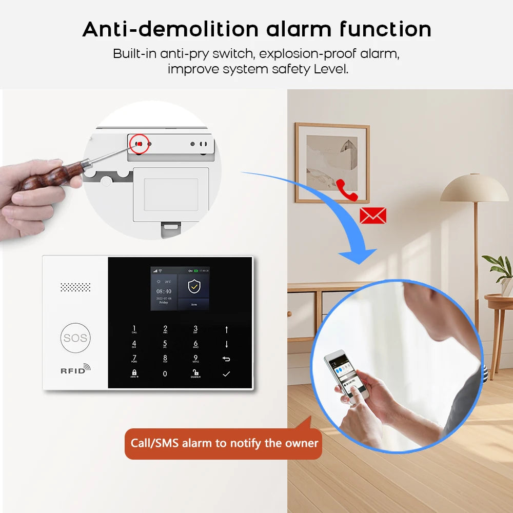 WIFI GSM Alarm System Tuya Smart Life APP Home Smart Security Protection Wireless Security Alarm House System with ALexa