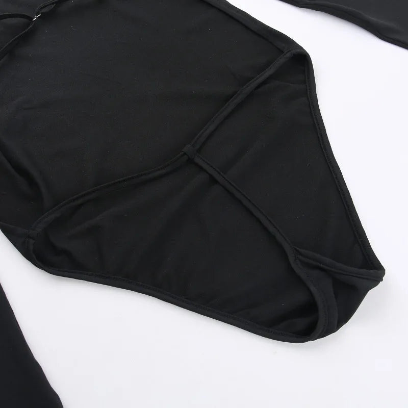 Rugloze body met lange mouwen, nauwsluitend, vierkante hals, clubtop