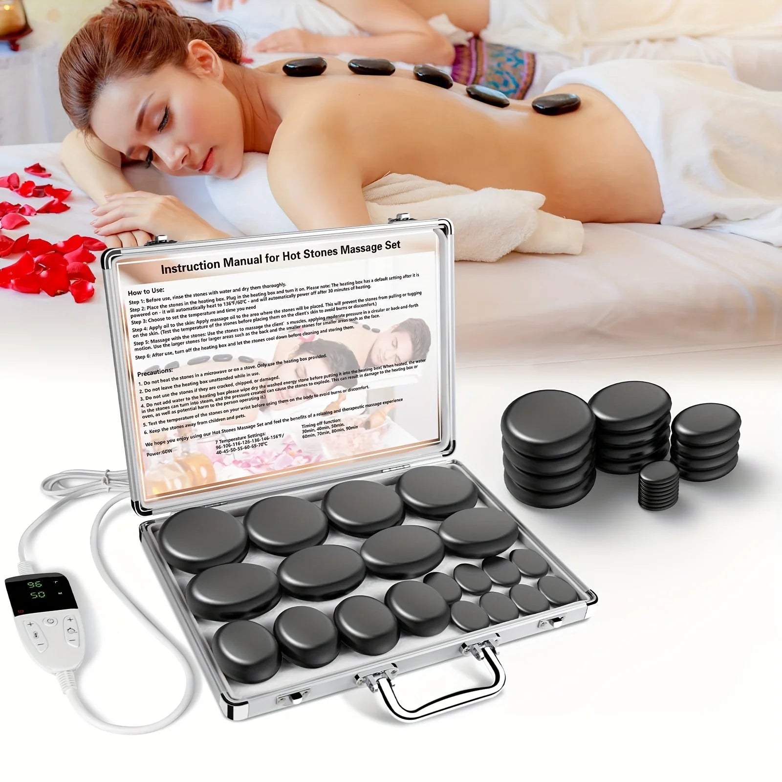 Hot Stones Massage Set with Temperature Adjustment