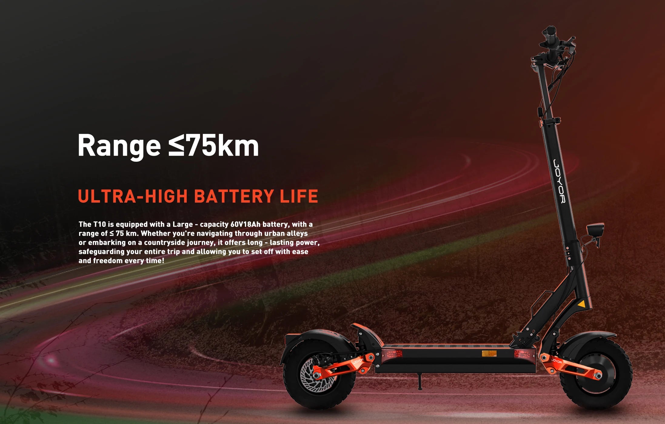 JOYOR T10 Adult Electric Scooter with Dual 1000W Motors