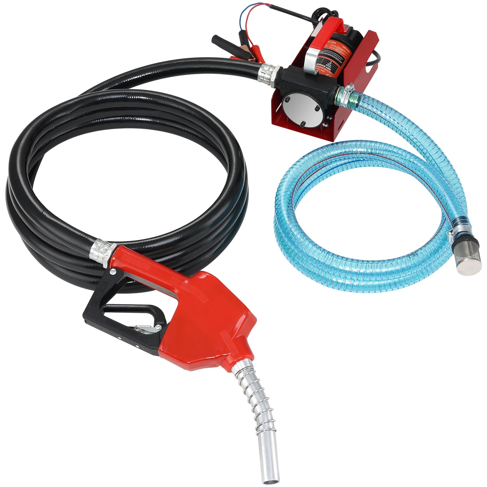 SucceBuy Σετ Αντλίας Μεταφοράς Πετρελαίου Diesel 10GPM 12V DC, Φορητή Ηλεκτρική Αυτοαναρροφητική Αντλία Μεταφοράς Καυσίμου για Επαναγέμιση