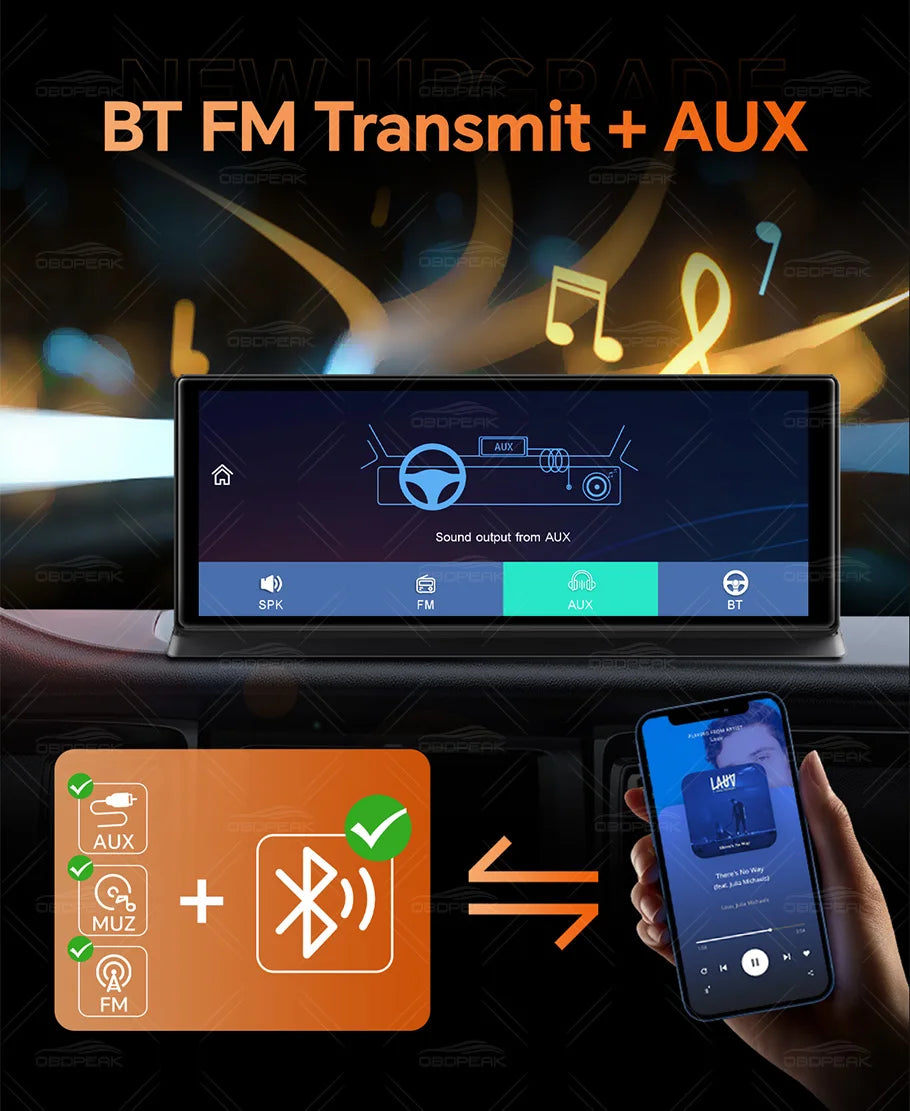 Front 5K Rear 1080P Dash Cam with 11.3-Inch Touch Screen and Night Vision