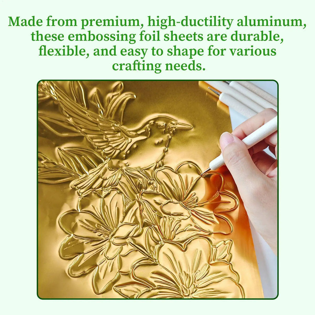 Aluminum Foil Embossing Art Tools Reusable Beginner Craft Kits for Painting Classroom Projects Greeting Card Making Home Decor