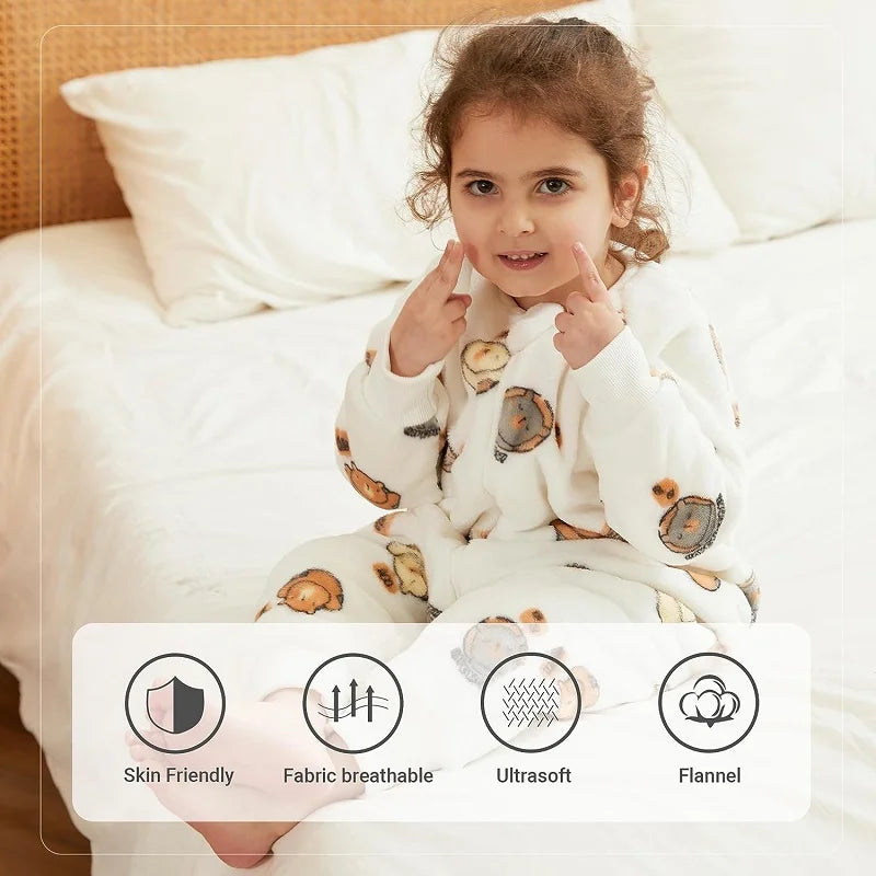 Cartoon Flannel Sleepsack Pajamas for Kids