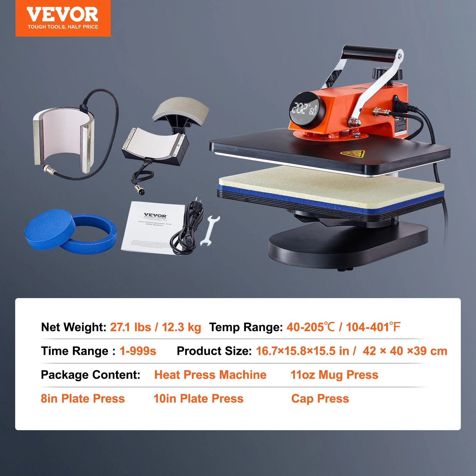 12x15 Heat Press Machine 5-in-1 Swing Away Sublimation Kit