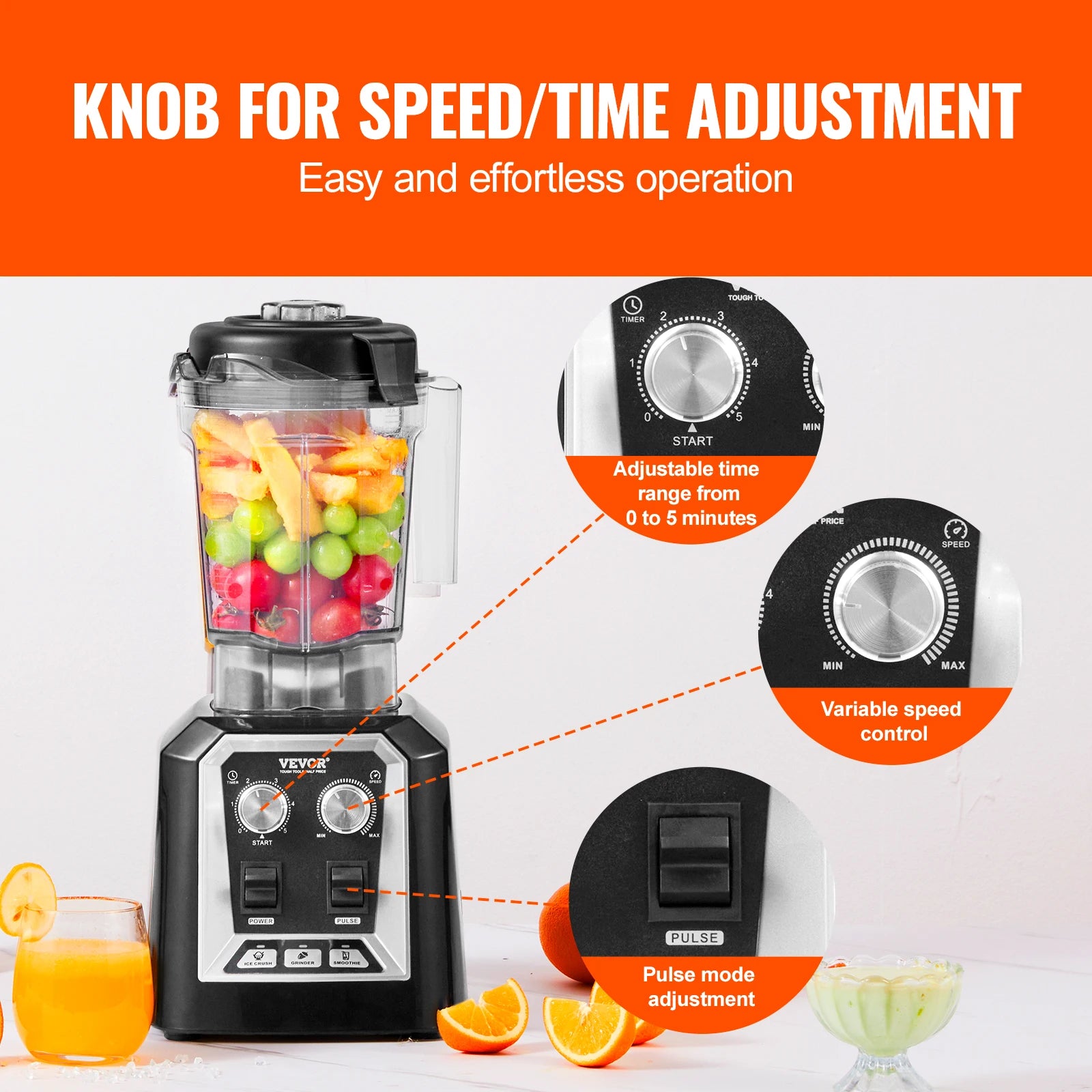 2L Professionel Smoothie Blender 2200W Høj Effekt Bordblender