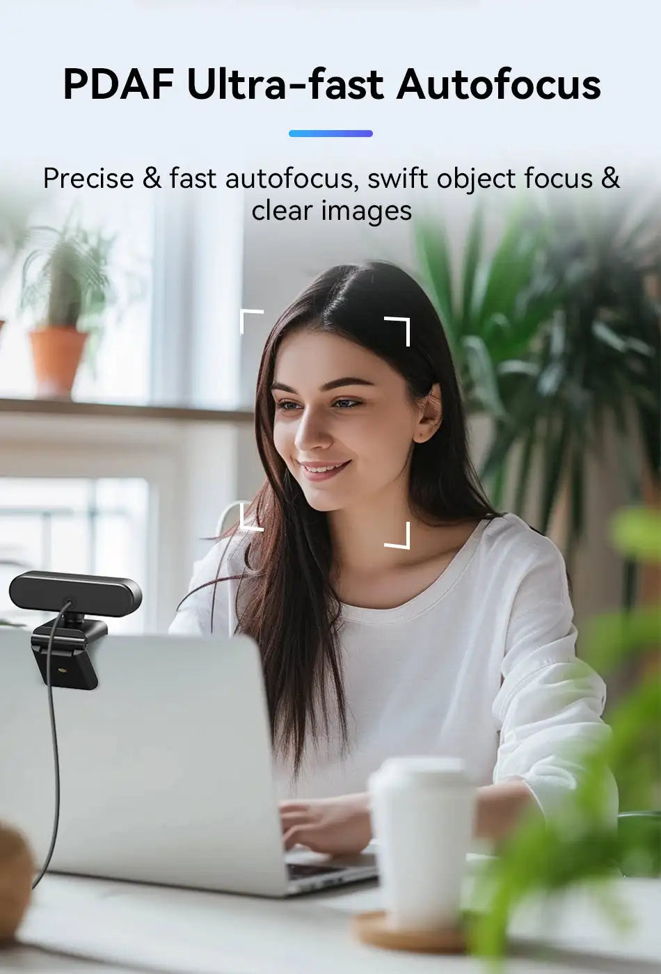 4K USB Webcam with Autofocus, Dual Microphones & Privacy Cover