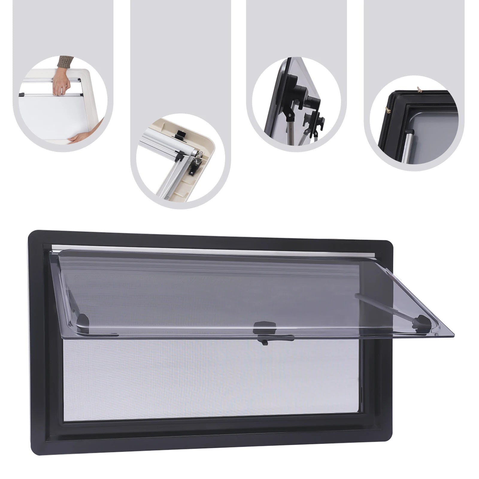 900*500mm Caravan Extrapolated Ventilation Window Sliding Rv Caravan Camper Window Vent Skylight With Blind Screen