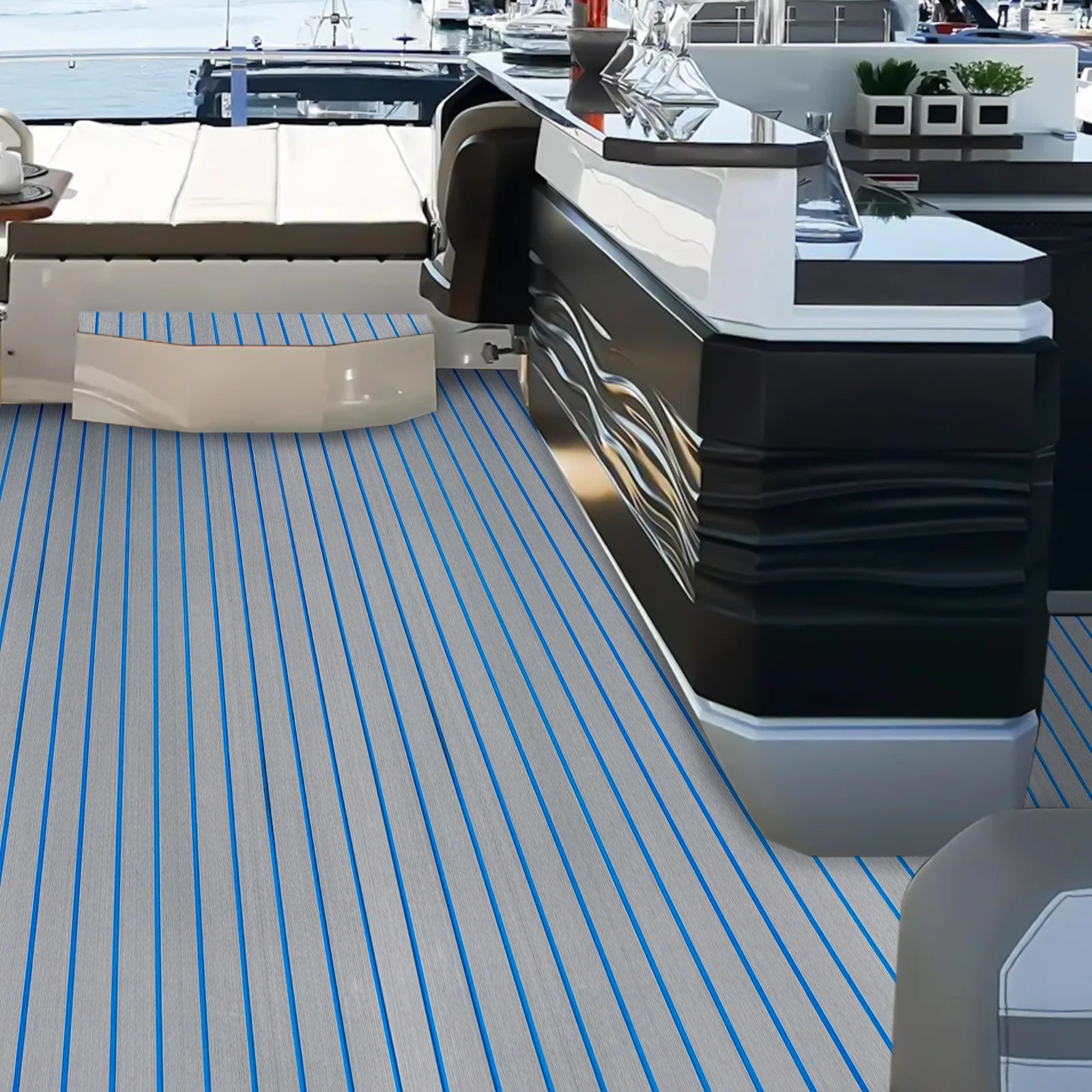 EVA Foam Faux Teak Boat Flooring Mat 240 x 90 cm