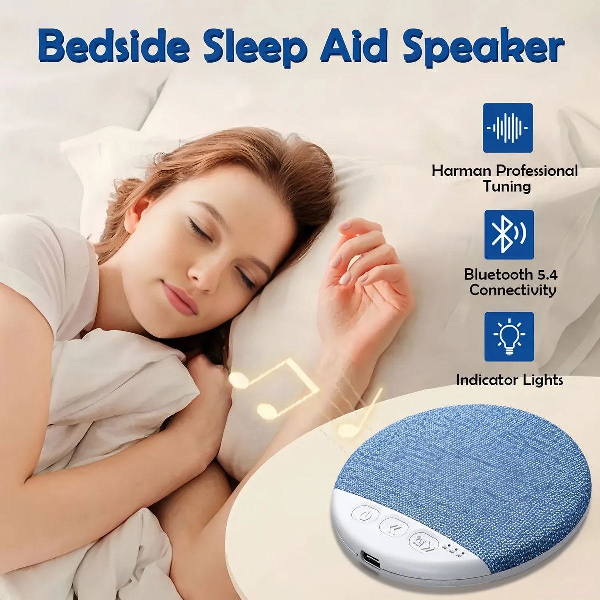 Bluetooth 5.4 Under Pillow Sleep Speaker With White Noise Aid 360° Surround Sound Private Audio No Disturb Partner