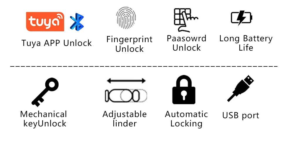 RAYKUBE L12 Tuya BLE Fingerprint Cylinder Digital Door Lock With 60/70 mm Adjustable Cylinder length Password/Key/Tuya APP Unlok