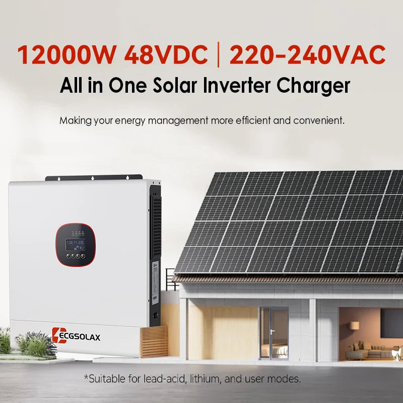 Inversor Solar Híbrido 12kW 48V Dual MPPT Onda Senoidal Pura