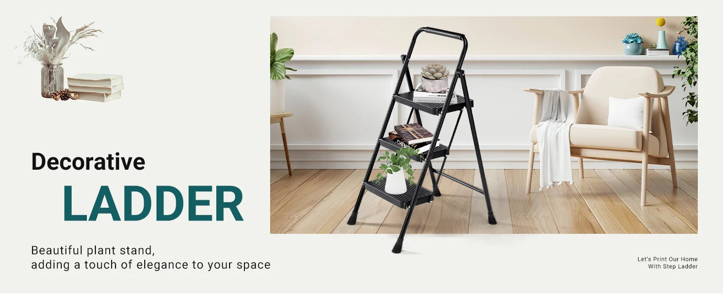 Folding 2-Step Ladder Stool with Anti-Slip Pedals 800 lb Capacity