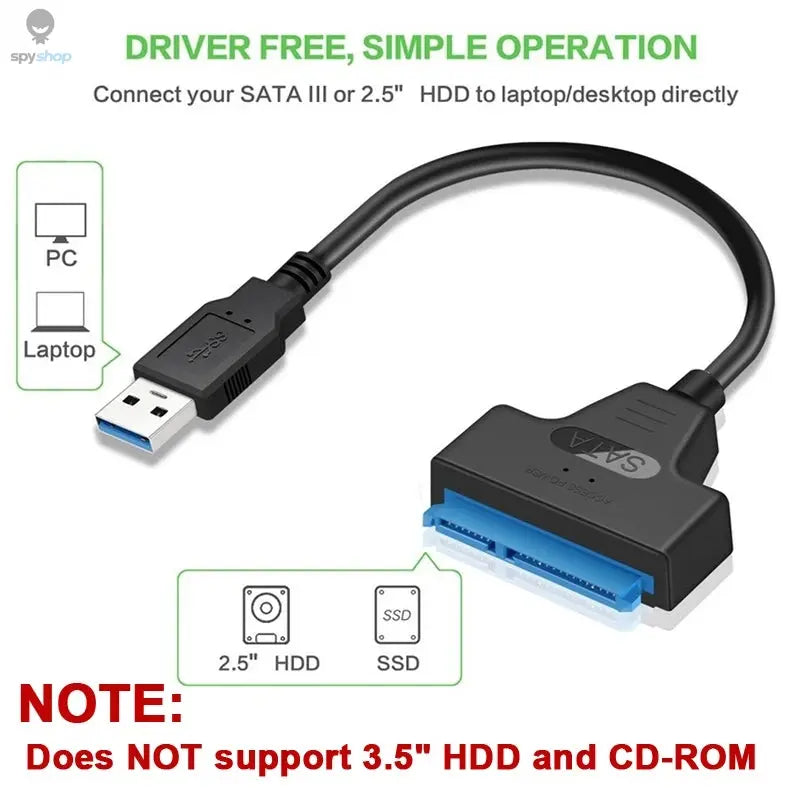 SATA to USB 3.0 / 2.0 Cable Up to 6 Gbps for 2.5 Inch External HDD SSD Hard Drive SATA 3 22 Pin Adapter USB 3.0 to Sata III Cord Spy-shop.com