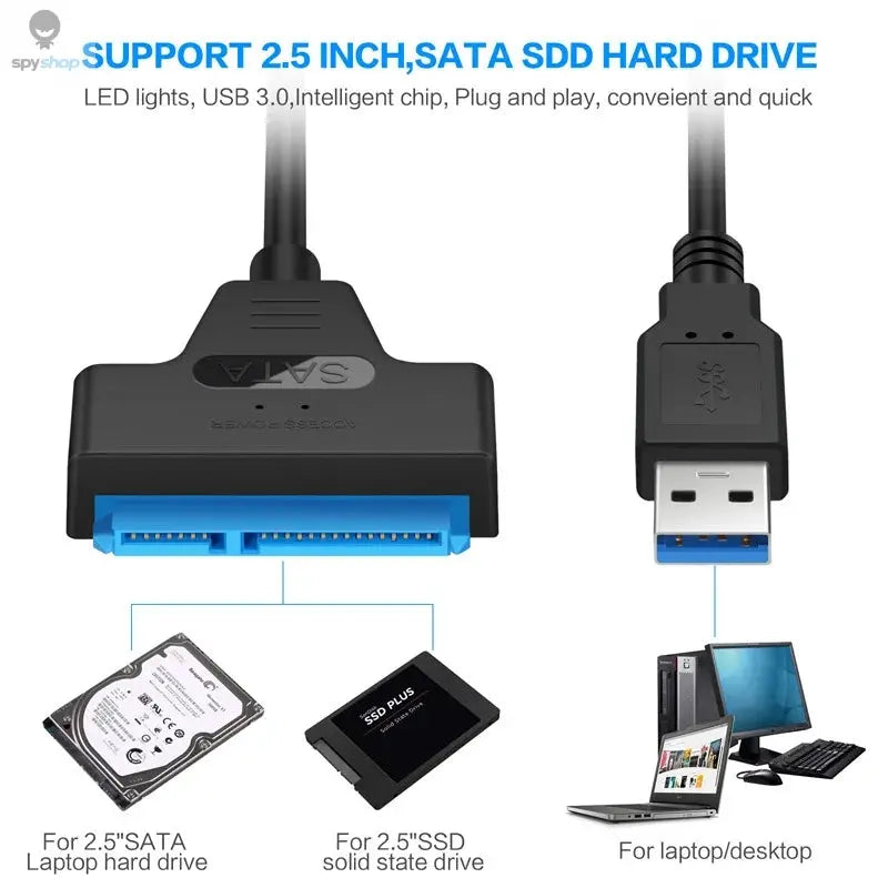 SATA to USB 3.0 / 2.0 Cable Up to 6 Gbps for 2.5 Inch External HDD SSD Hard Drive SATA 3 22 Pin Adapter USB 3.0 to Sata III Cord Spy-shop.com