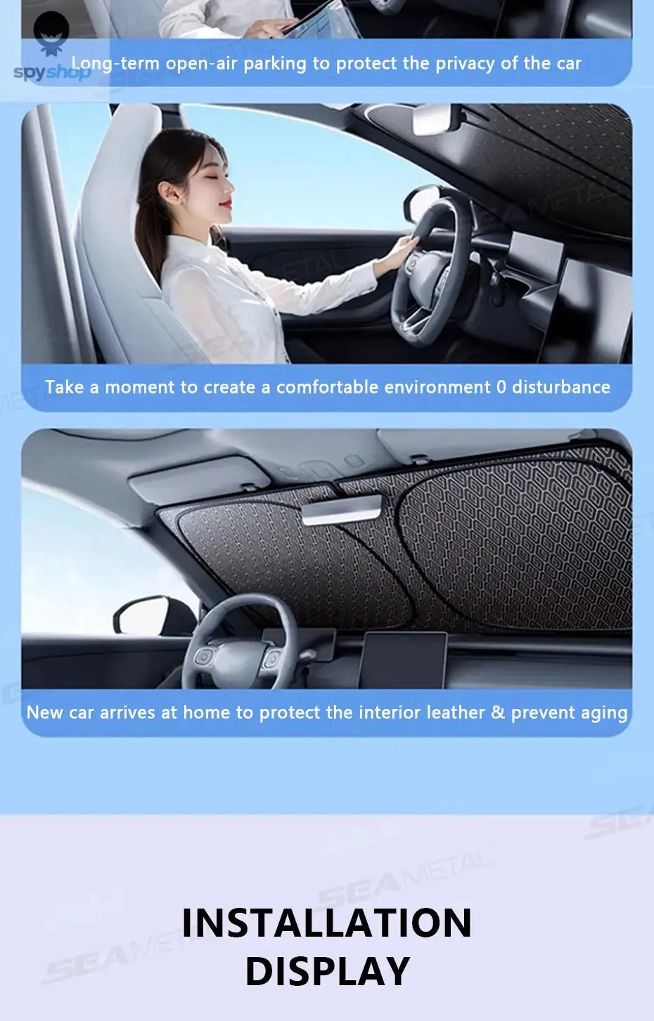 SEAMETAL 5-Layer Car Windshield Sun Shade Cover Foldable Thicken Front Window UV Refletive Sunshade Curtain Sun Protection Cover Spy-shop.com