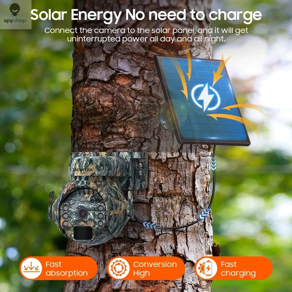 SHIWOJIA 4MP 4G Solar Security Cameras WIFI Wireless Outdoor 2K 360° View Animal Monitoring Camouflage Color Battery PTZ Camera Spy-shop.com