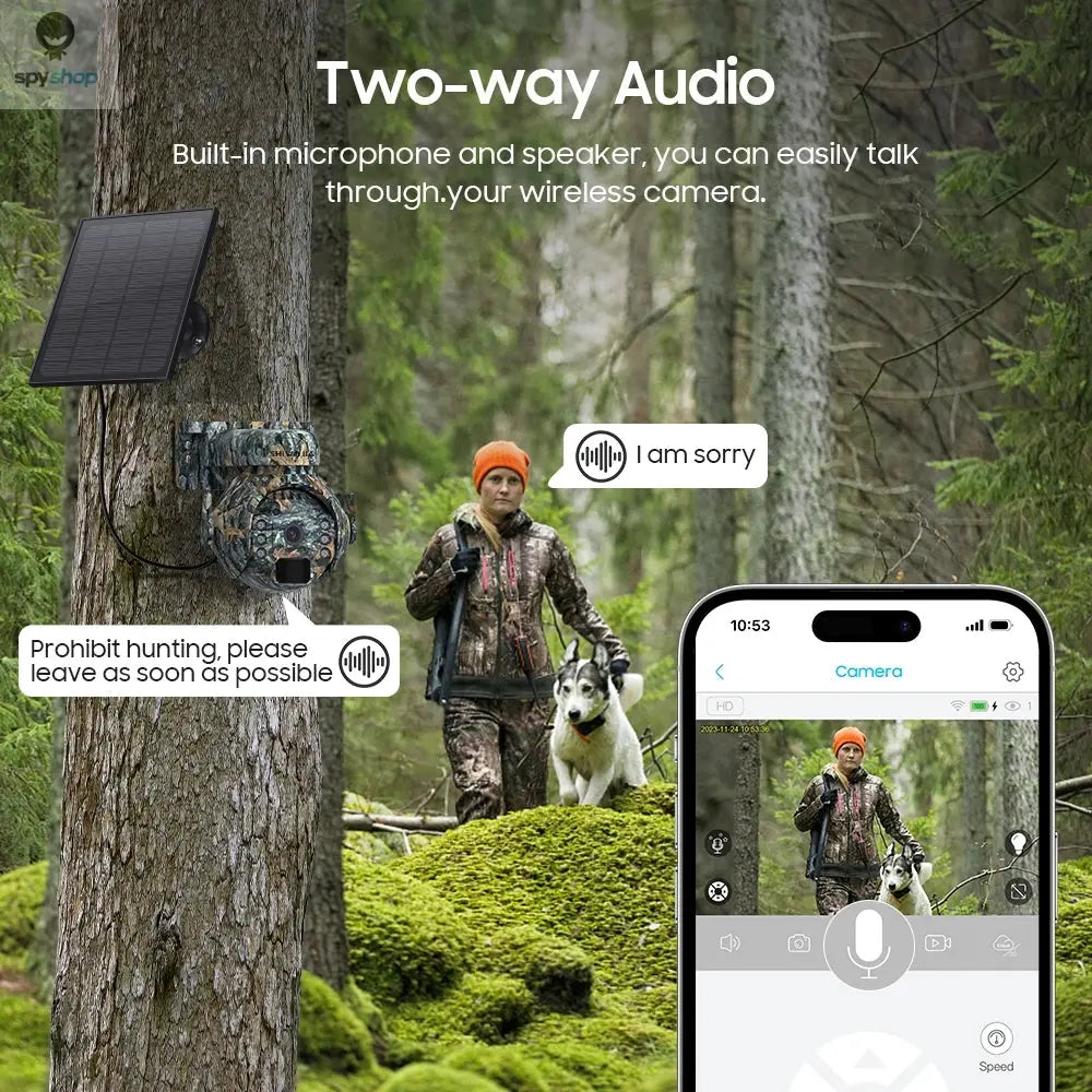 SHIWOJIA 4MP 4G Solar Security Cameras WIFI Wireless Outdoor 2K 360° View Animal Monitoring Camouflage Color Battery PTZ Camera Spy-shop.com