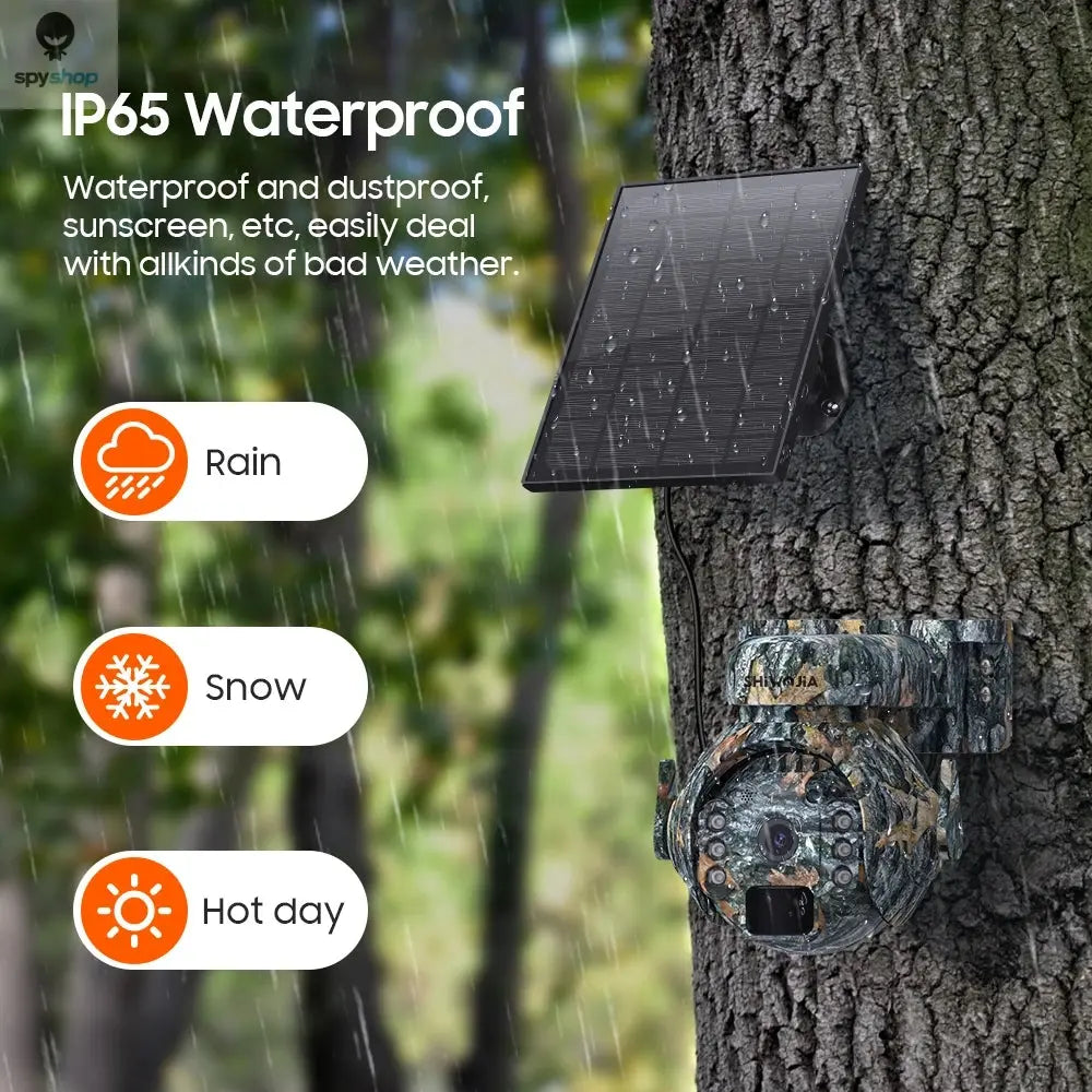 SHIWOJIA 4MP 4G Solar Security Cameras WIFI Wireless Outdoor 2K 360° View Animal Monitoring Camouflage Color Battery PTZ Camera Spy-shop.com
