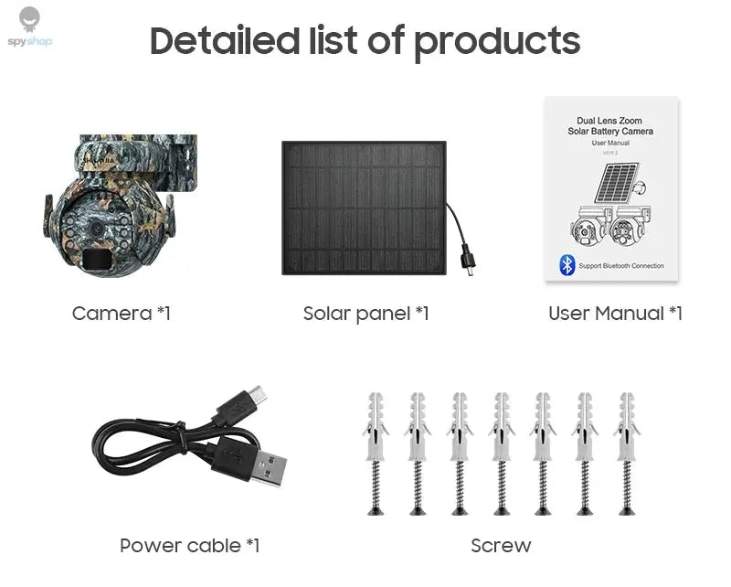 SHIWOJIA 4MP 4G Solar Security Cameras WIFI Wireless Outdoor 2K 360° View Animal Monitoring Camouflage Color Battery PTZ Camera Spy-shop.com