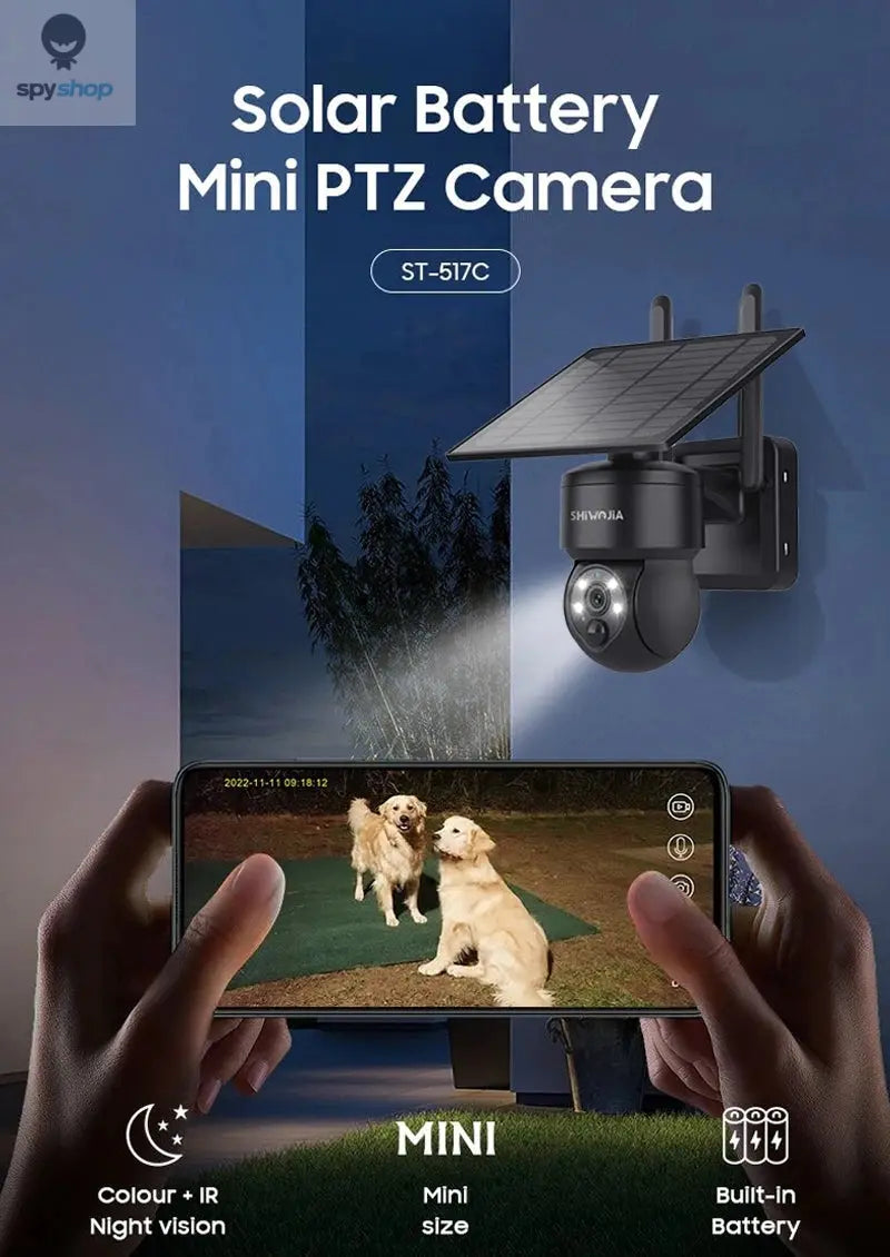 SHIWOJIA WIFI Wireless PTZ Solar Camera 4G SIM 4MP Outdoor Solar Panel Two Way Audio Security Protection CCTV Camera Battery Cam Spy-shop.com