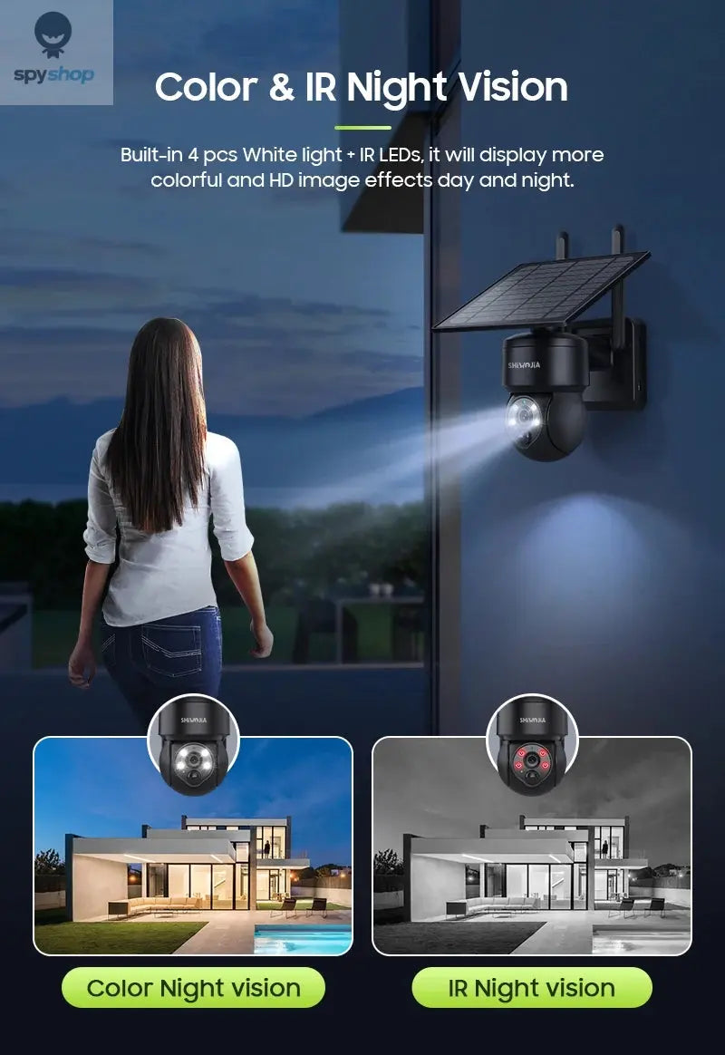 SHIWOJIA WIFI Wireless PTZ Solar Camera 4G SIM 4MP Outdoor Solar Panel Two Way Audio Security Protection CCTV Camera Battery Cam Spy-shop.com