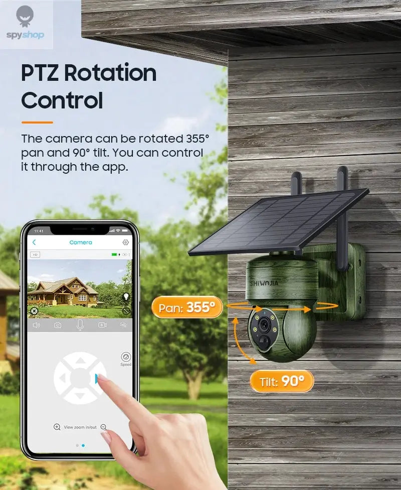 SHIWOJIA WIFI Wireless PTZ Solar Camera 4G SIM 4MP Outdoor Solar Panel Two Way Audio Security Protection CCTV Camera Battery Cam Spy-shop.com