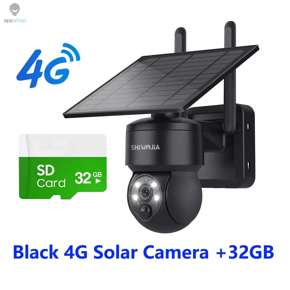 SHIWOJIA WIFI Wireless PTZ Solar Camera 4G SIM 4MP Outdoor Solar Panel Two Way Audio Security Protection CCTV Camera Battery Cam Spy-shop.com