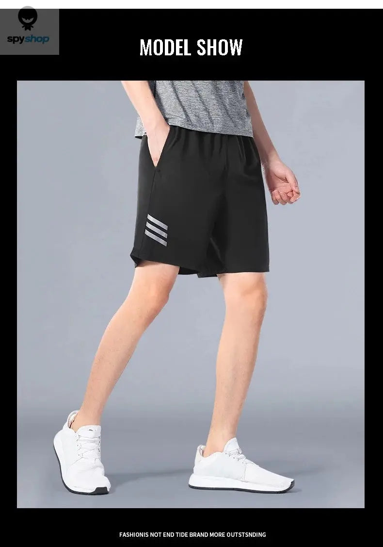 SONECHOKI Running Shorts Men Striped Printing Loose Basketball Sport Gym Breathable Shorts Fitness Training Workout Bottom Male