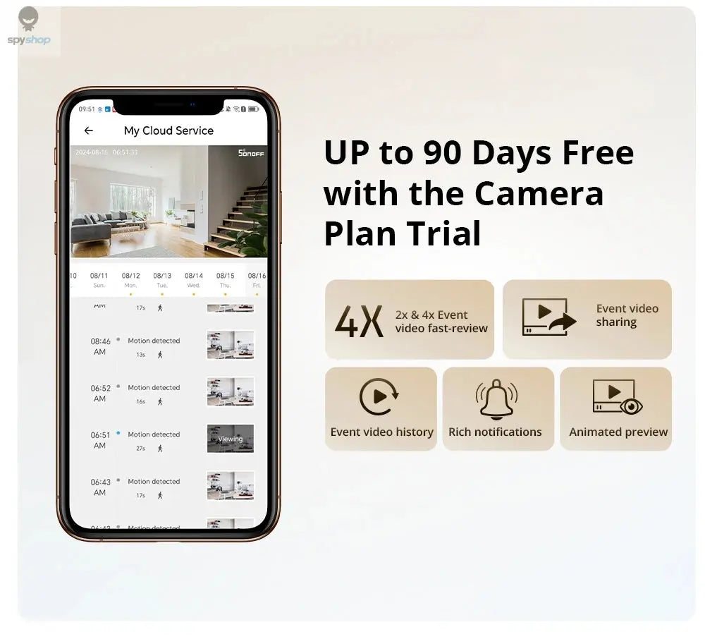 SONOFF CAM PT2 Smart Home Security Camera Smart Night Vision 360° Panoramic View Remote HD Monitoring with Real-Time Interaction Spy-shop.com