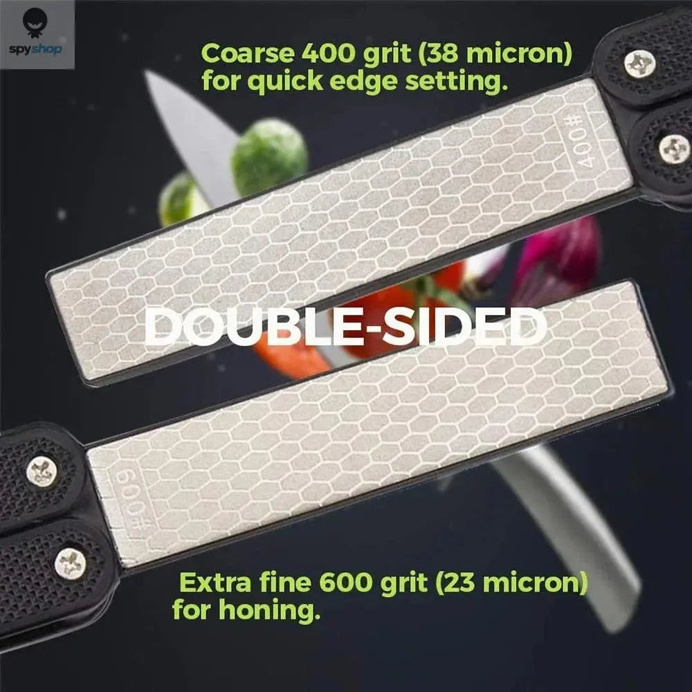 STONEGO Portable Folding Pocket Knife Sharpener, Portable Double Sided Diamond Sharpening Stone Outdoor Sharpening Whetstone