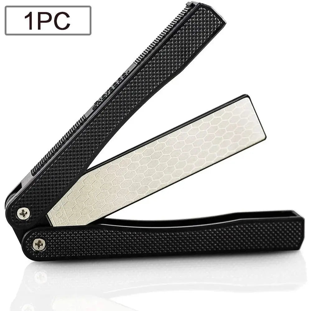 STONEGO Portable Folding Pocket Knife Sharpener, Portable Double Sided Diamond Sharpening Stone Outdoor Sharpening Whetstone