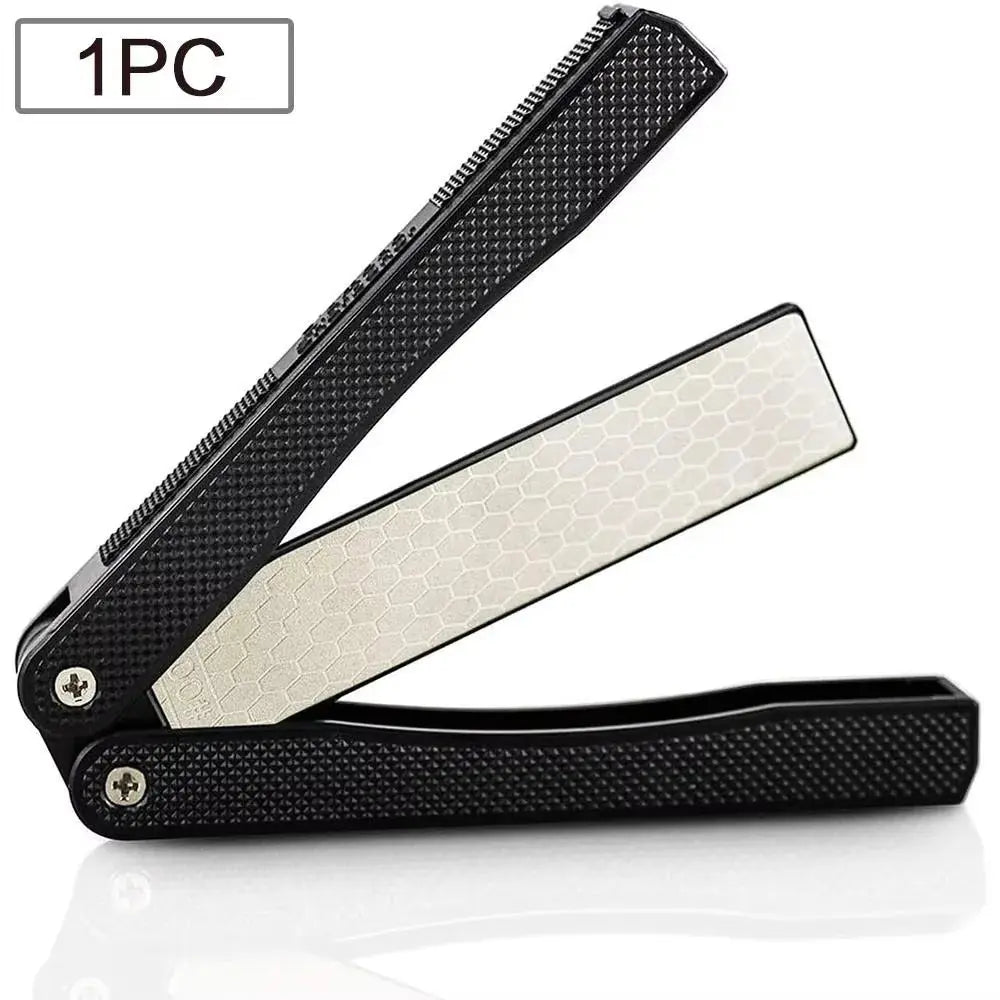 STONEGO Portable Folding Pocket Knife Sharpener, Portable Double Sided Diamond Sharpening Stone Outdoor Sharpening Whetstone