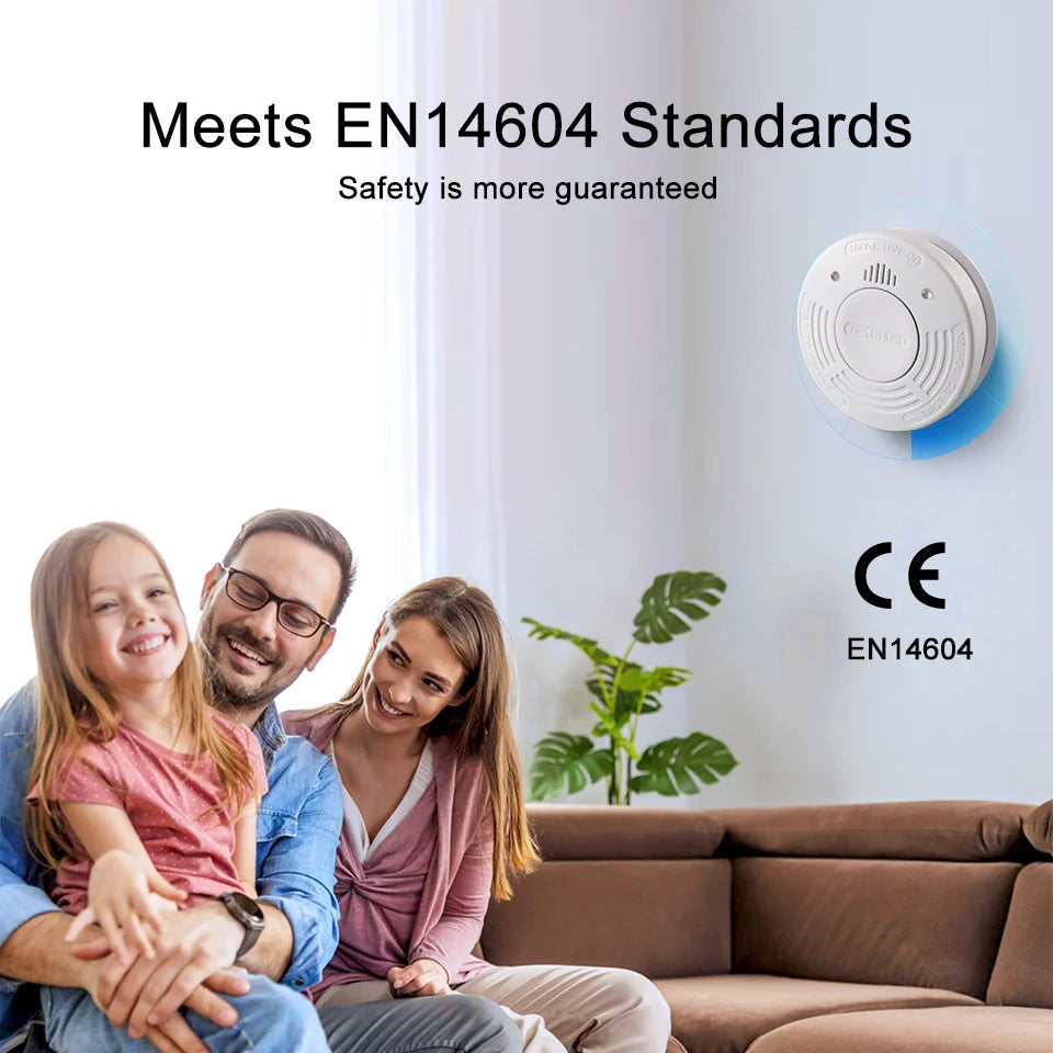 Smoke Detector 10 Year Smoke Sensor Independent Fire Alarm CE EN14604 Certified With CR123A Battery LED Indicator Home Security