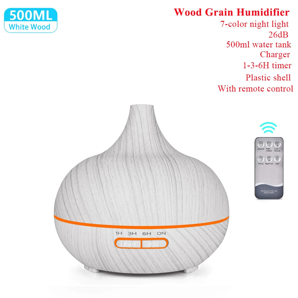 Humidificador ultrassónico e difusor de aromas com controlo remoto