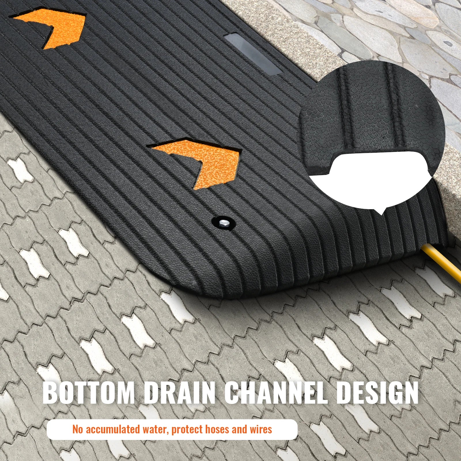 Rubber Driveway Curb Ramp 4" Rise Non-Slip Threshold for Wheels