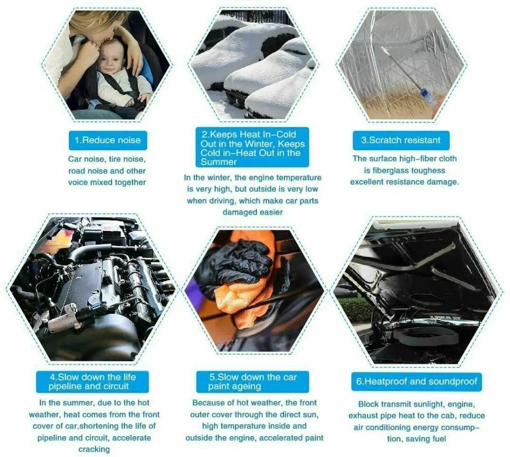 10pc/50pc 5MM Aluminum Foil Car Sound Heat Insulation Cotton Mats Engine Bonnet Firewall Noise Proofing Deadener Anti-Noise Pads