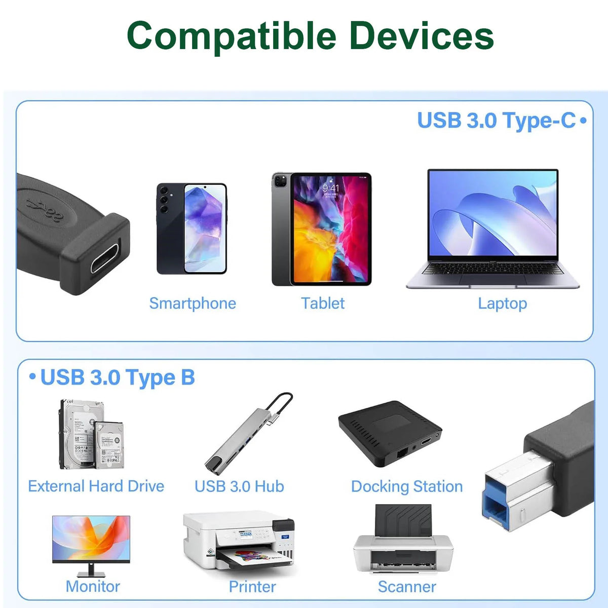 USB-C Female to USB 3.0 Type-B Male Adapter