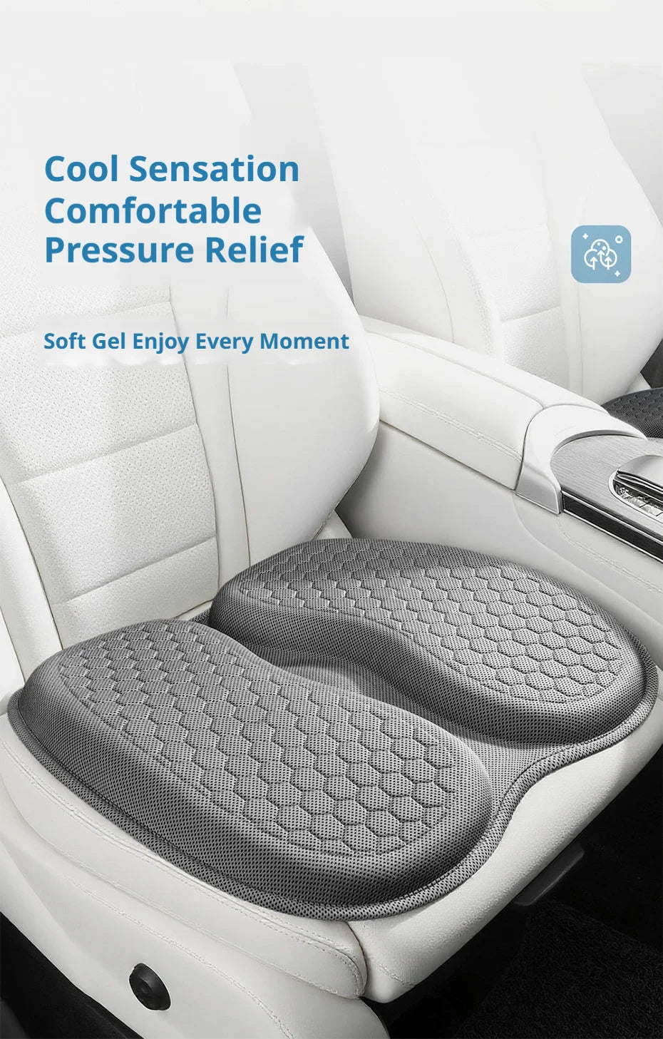 SEAMETAL Gel Car Seat Cushion Summer Breathable Cooling Seat Cushion Ergonomics Absorb Pressure Universal for Car/Office/Home