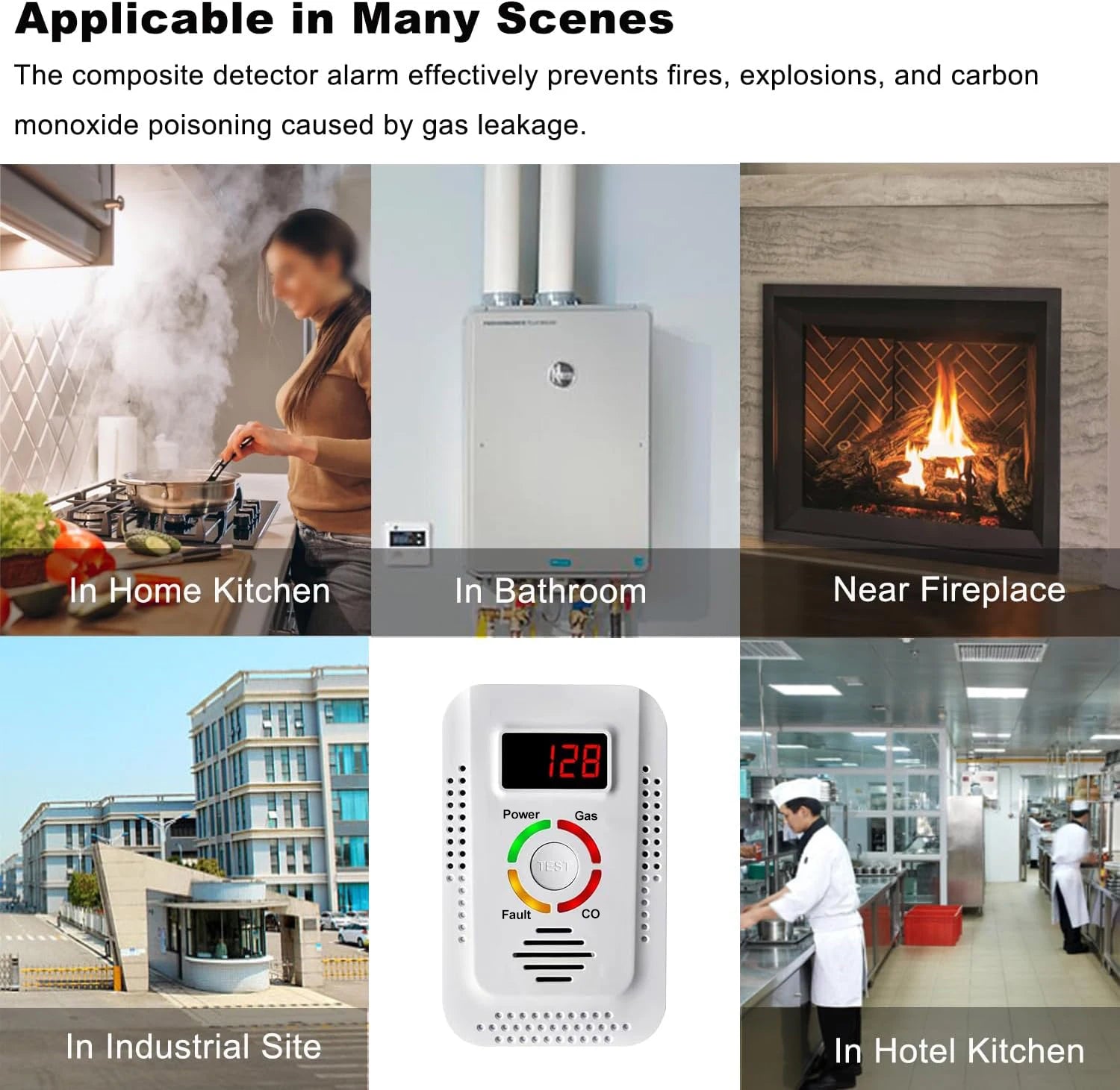2 in1 Natural Gas Detector And Carbon Monoxide CO Detector, Combustible Gas Leak Detector Monitor For Co, Lng, Lpg, Methane
