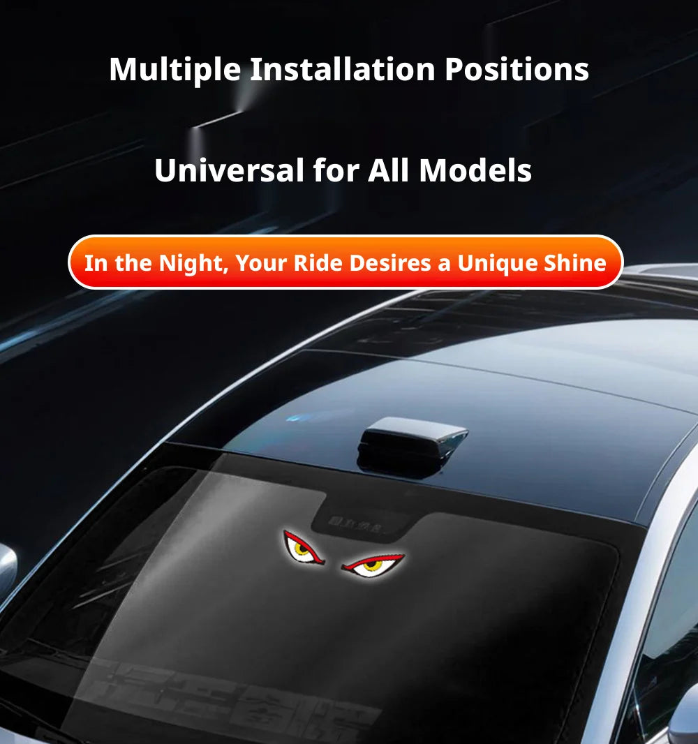 SEAMETAL Car Dynamic Expression Light Neon LED Solar Type-C Rechargeable Wireless Devil's Eyes Light Smart Sensor Universal Fit