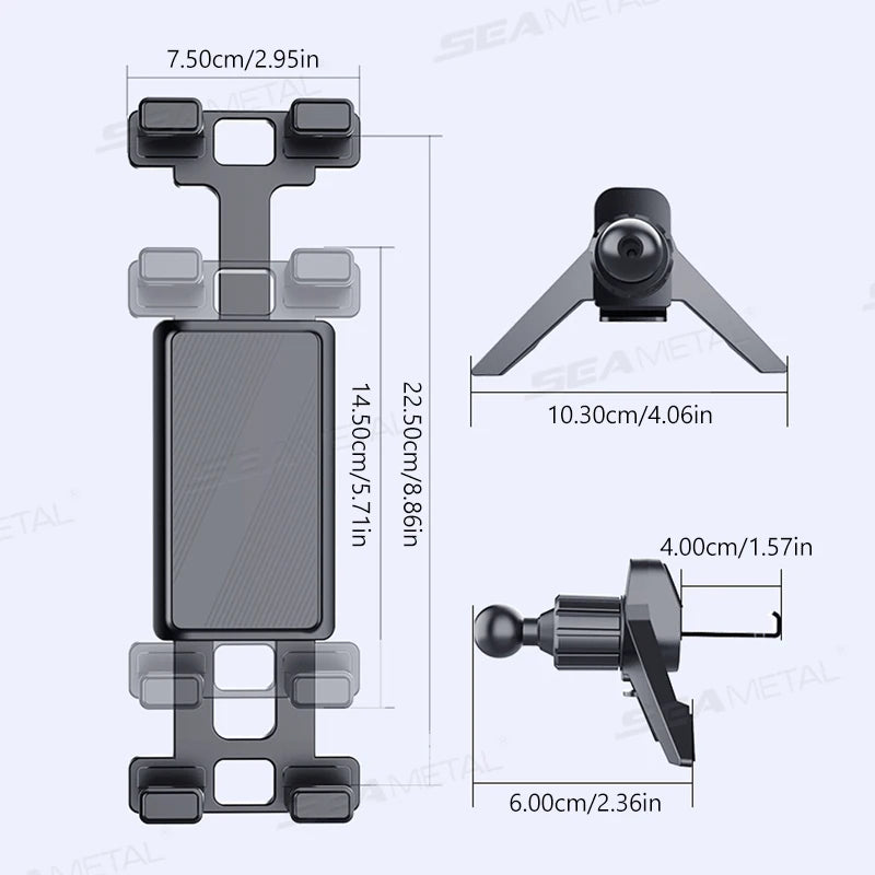 SEAMETAL Car Air Vent Tablet Holder Universal Air Outlet Phone Mount 360 Rotation Stable Phone Holder Universal for 4.7-12.9 in