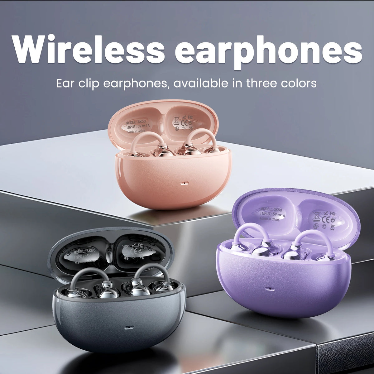 Open Ear Clip Wireless Bluetooth Earbuds with Mic