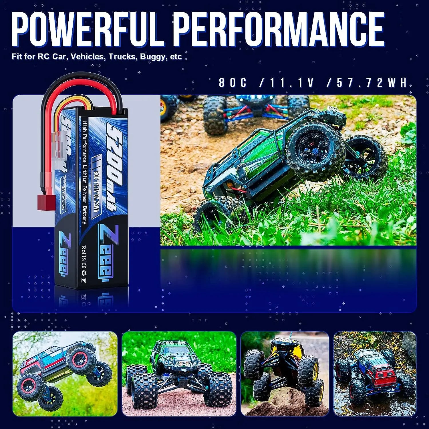 Yüksek Kapasiteli 3S 5200mAh LiPo Pil Sert Kılıf RC Modelleri için