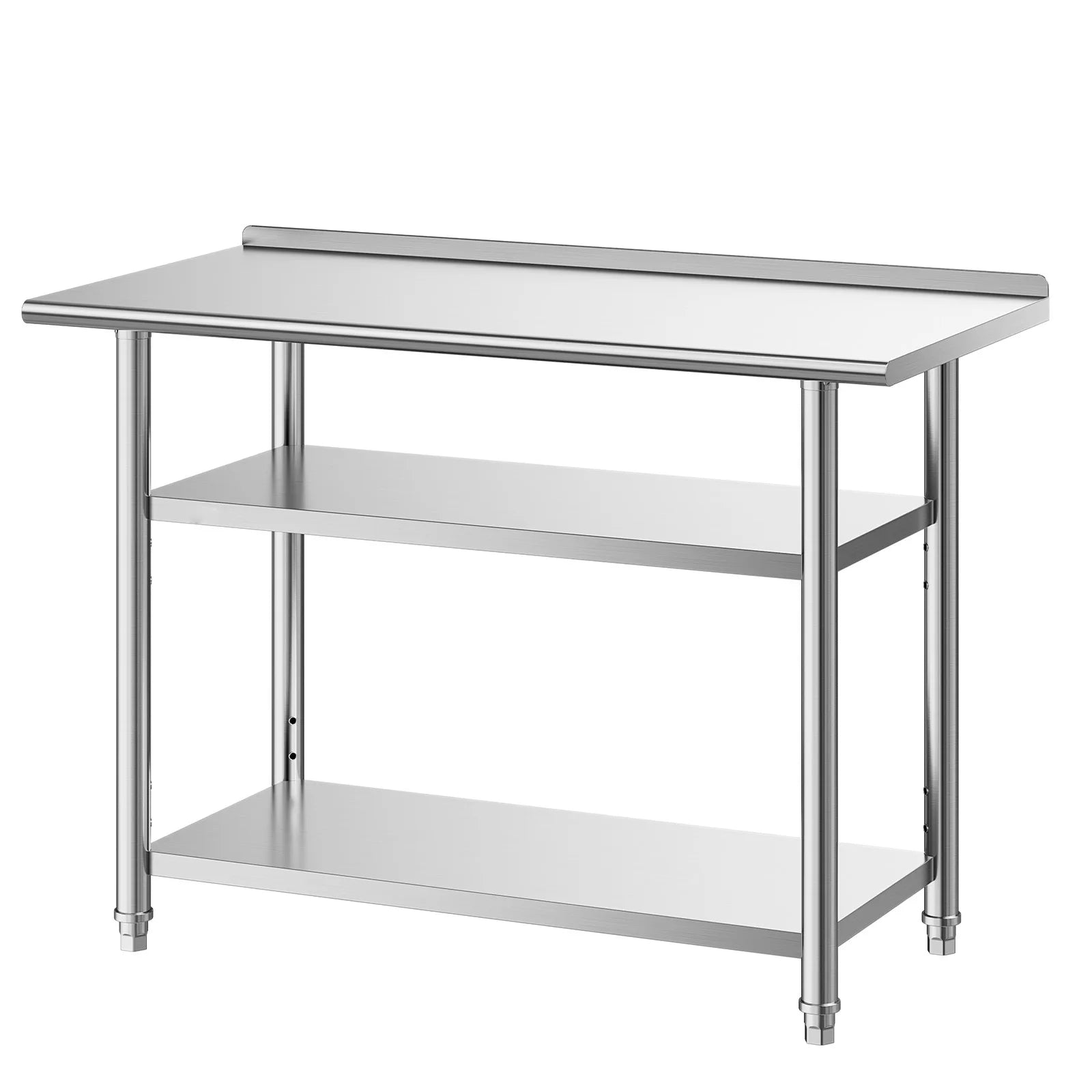 Mesa de Trabalho em Inox 24x48 polegadas SucceBuy com 2 prateleiras e alça de backsplash, estação de trabalho para cozinha comercial para restaurante e casa
