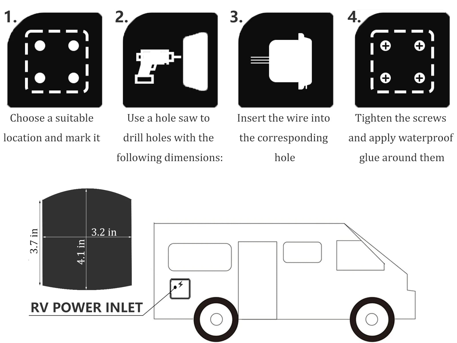 32 Amp Rv Inlet Plug & Rv Outlet Box Kit, 32 Amp Camper Plug Shore Power Inlet with Connector Protective Cover Rv Receptacle for