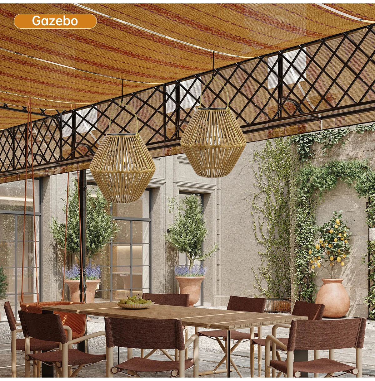 Solar Woven-Style Lantern for Garden Decoration