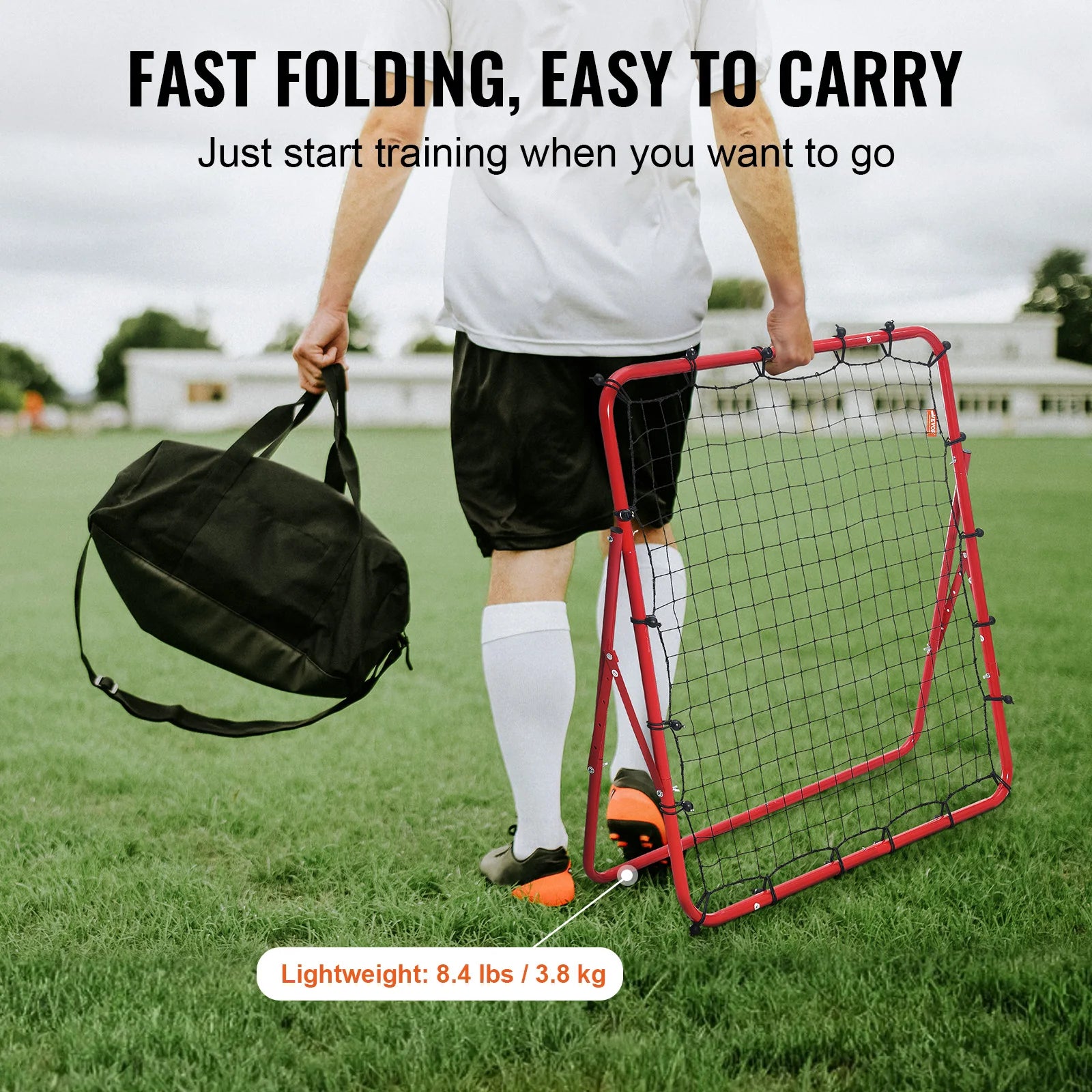 39x39FT Soccer Rebounder Net with Adjustable Angles & Foldable Design