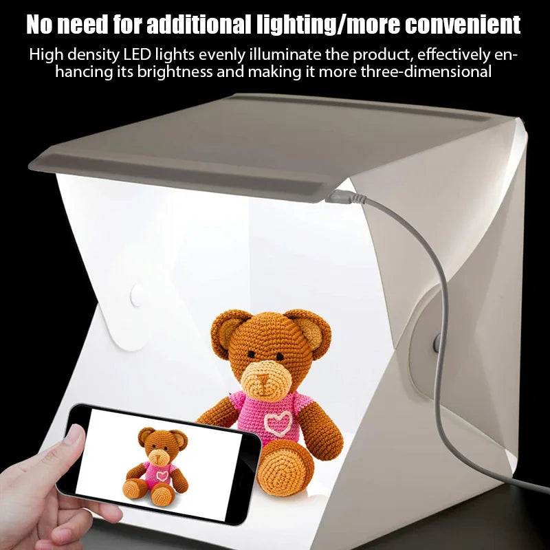 Lightbox Světelný box Mini photo studio box 23*22*24cm Fotografický box světlo studio fotografické stínovací stan Box kit 6 barevných podkladů látka